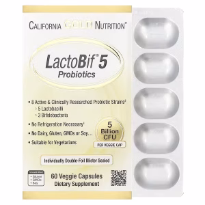California Gold Nutrition, LactoBif 5 Probiotics, 5 Billion CFU, 60 Veggie Capsules