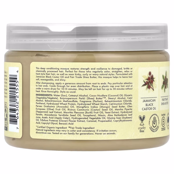 SheaMoisture, Jamaican Black Castor Oil, Strengthen & Restore Treatment Masque, 11.5 oz (326 g) - Image 2